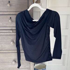 Abercrombie Off-Shoulder Black Top Long Sleeve Sz M